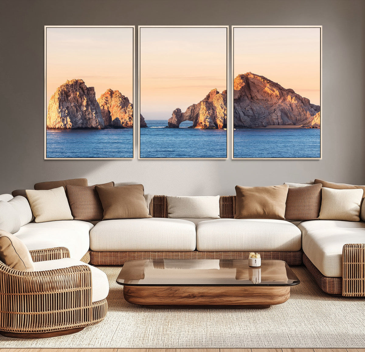 El Arco Wall Art Canvas Print, Framed Cabo San Lucas Ocean Arch Coastal Art