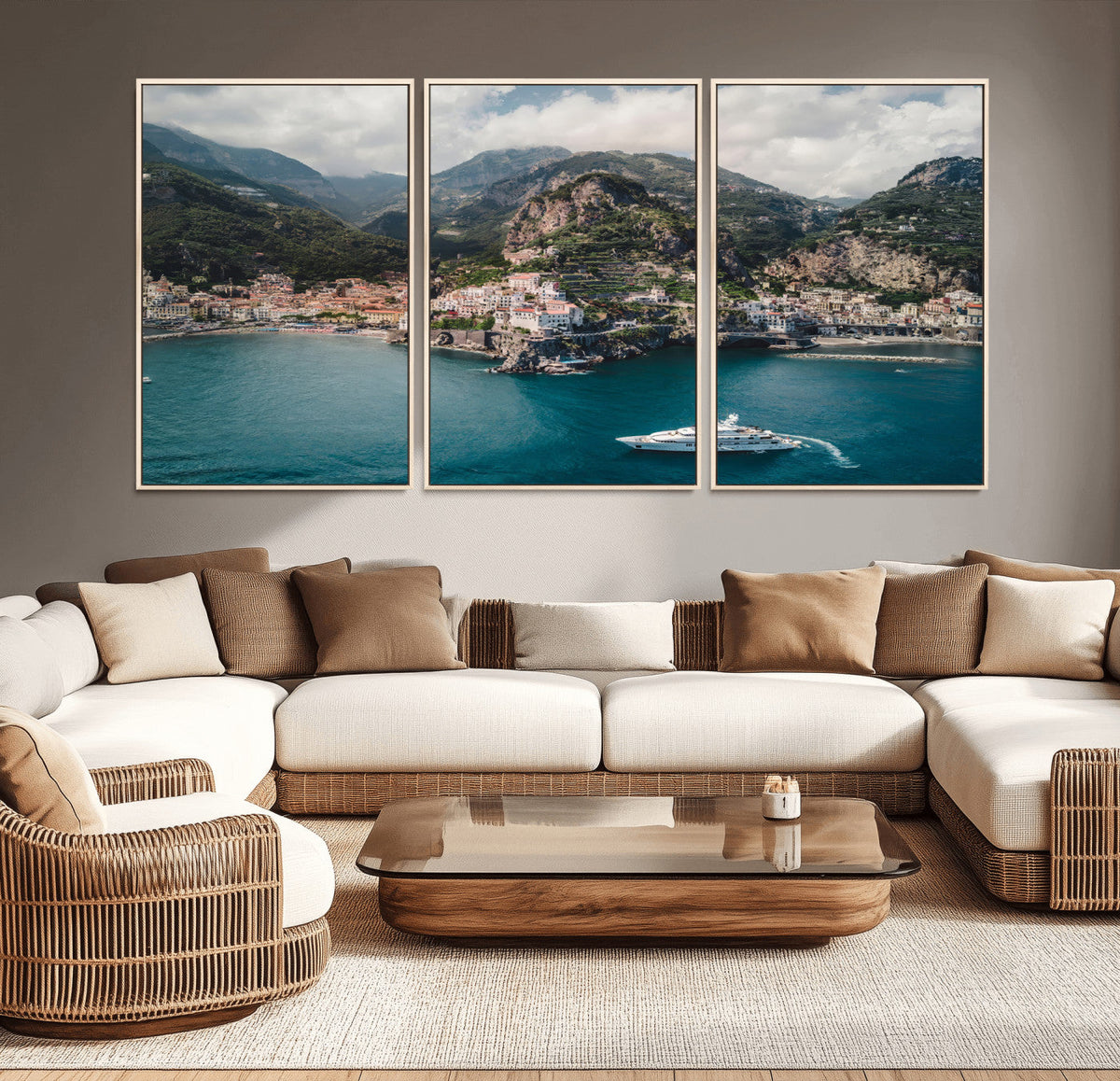 Amalfi Coast Wall Art | Framed Italian Seaside Canvas