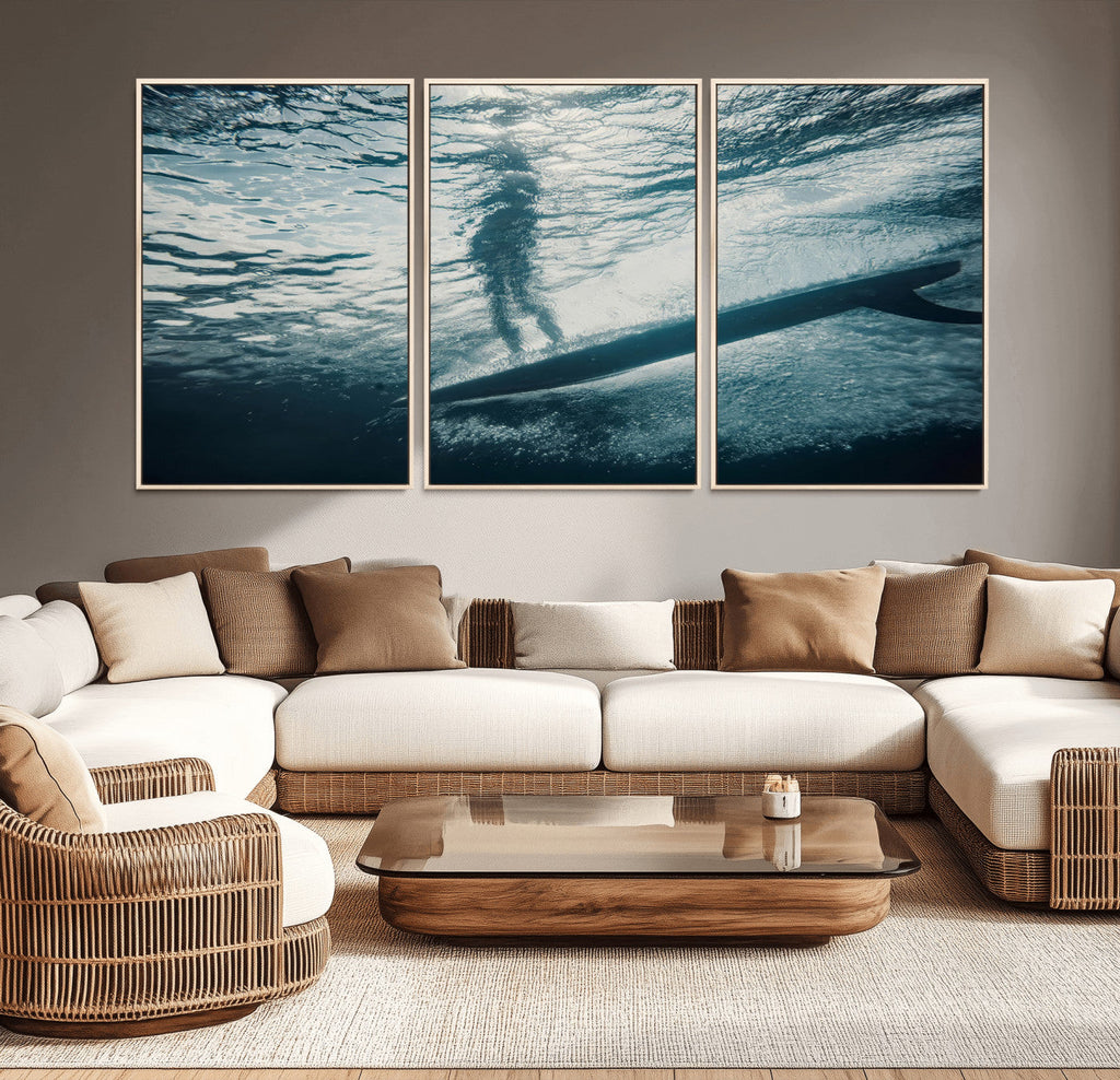 Underwater Surf Wall Art | Framed Ocean Wave Canvas Artwork