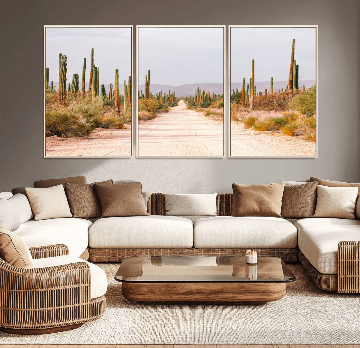 Desert Cactus Wall Art | Framed Southwestern Canvas Artwork