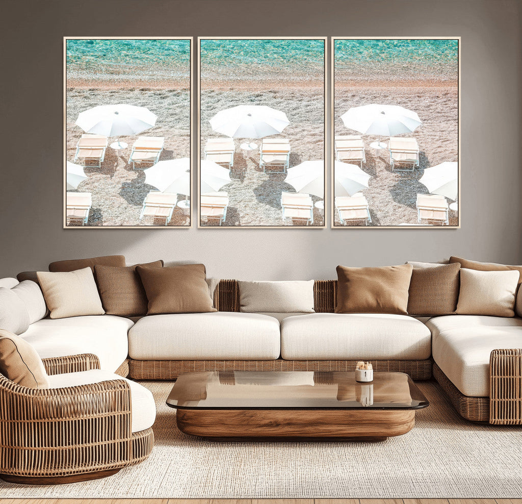 Calm Beach Wall Art | Framed Turquoise Water Canvas Artwork