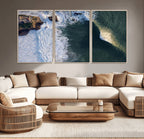 Ocean Wave Wall Art | Aerial Coastal View Canvas Artwork