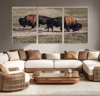 Bison Wall Art Canvas Print, Framed Western Wildlife Modern Ranch