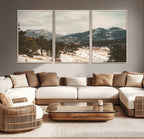 Mountain Landscape Wall Art Canvas Print, Framed Snowy Peaks Alpine Winter