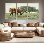 Texas Longhorn Wall Art Canvas Print, Rustic Western Ranch