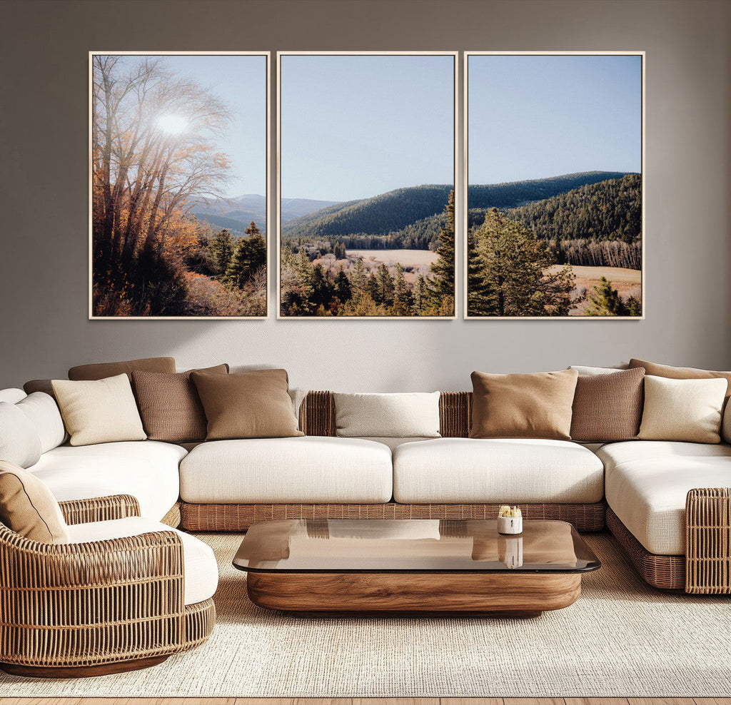 Rustic Landscape Wall Art Canvas Print, Serene Valley Scene