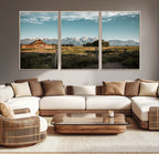 Rustic Farmhouse Wall Art Canvas Print, Teton Range Mormon Row Barn