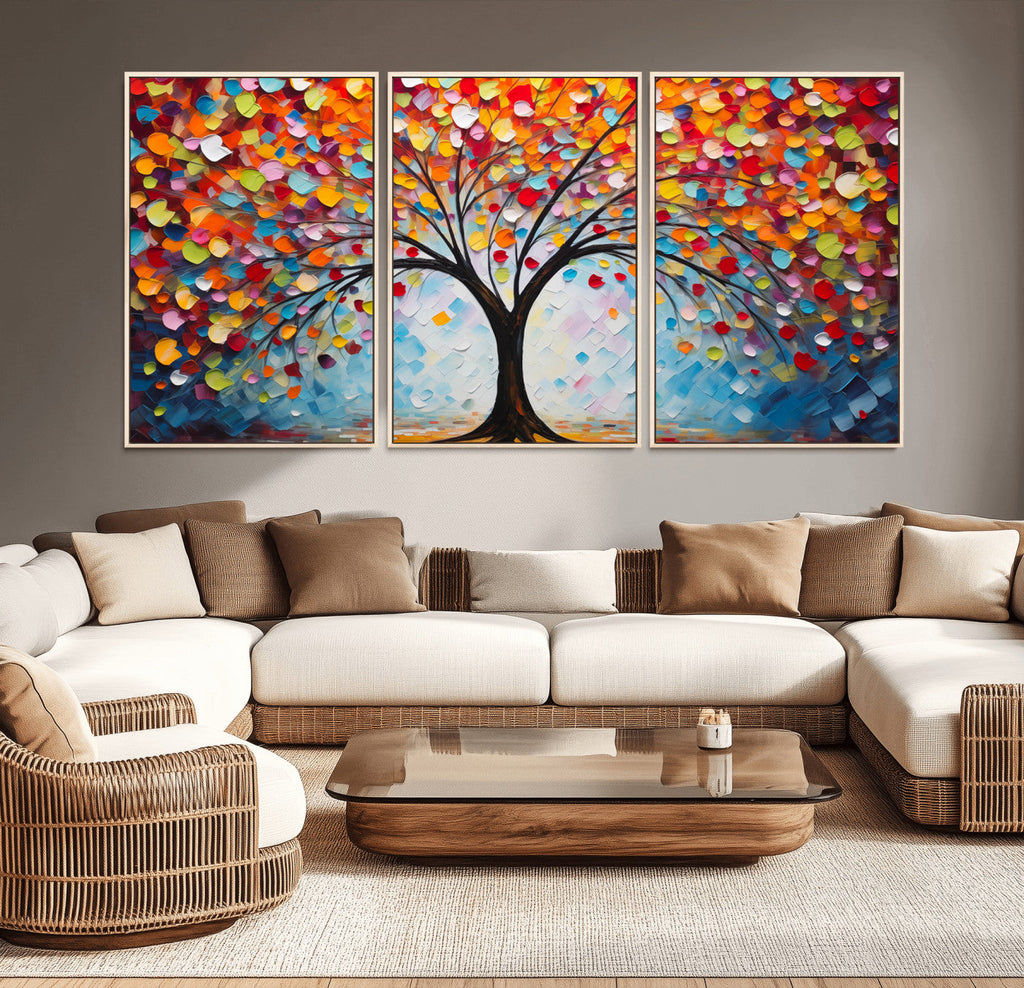 Vibrant Tree of Life Canvas Wall Art | Colorful Abstract Nature