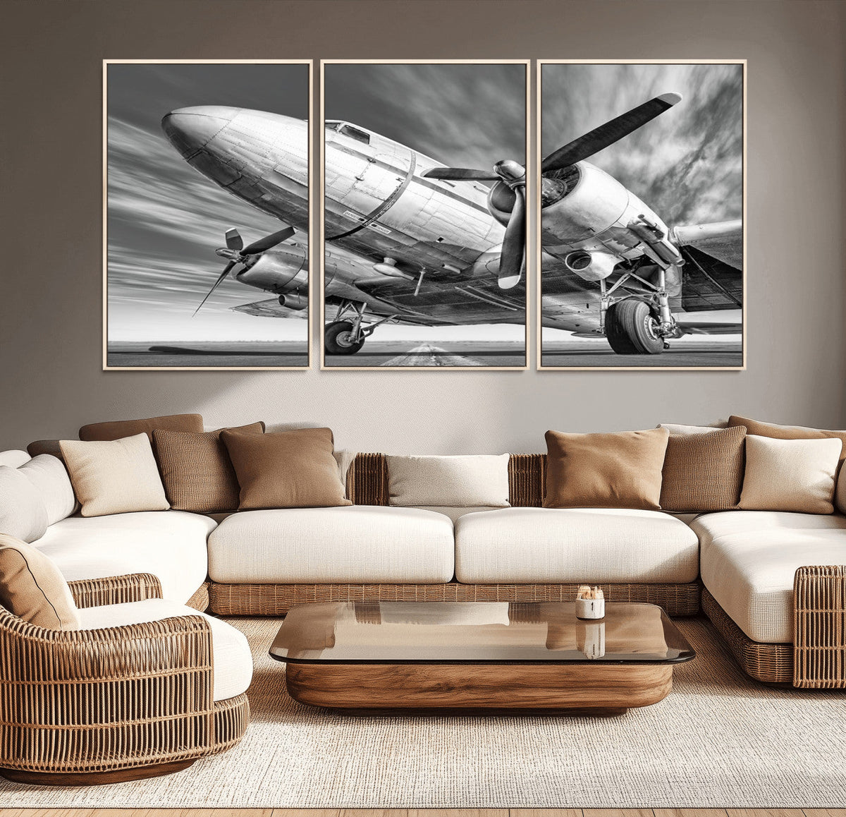Vintage Airplane on Runway Canvas Print