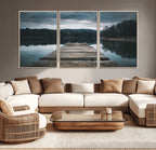 Wooden Bridge Near Lake Wall Art Canvas Print
