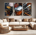 Spices and Seasonings Canvas Wall Art | Colorful Triptych Kitchen Decor
