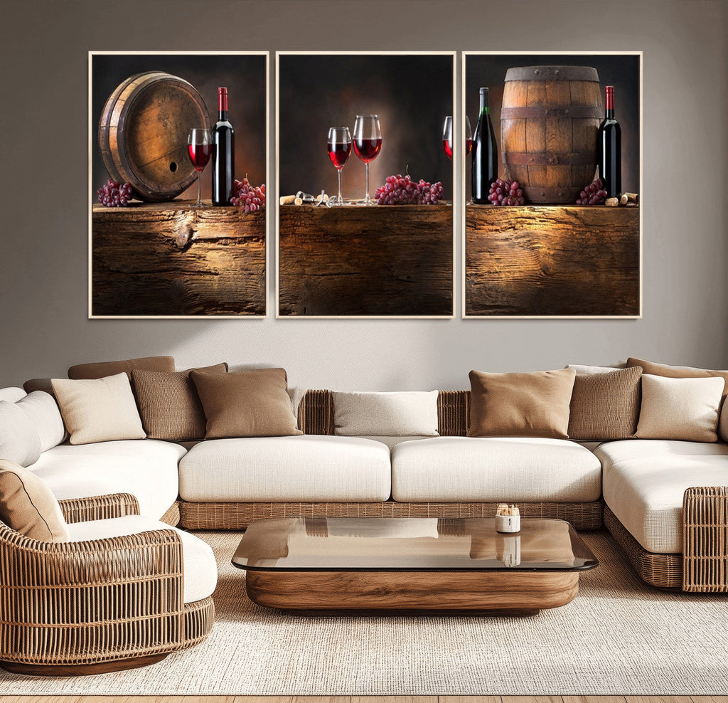 Wine and Barrels Wall Art Canvas Print