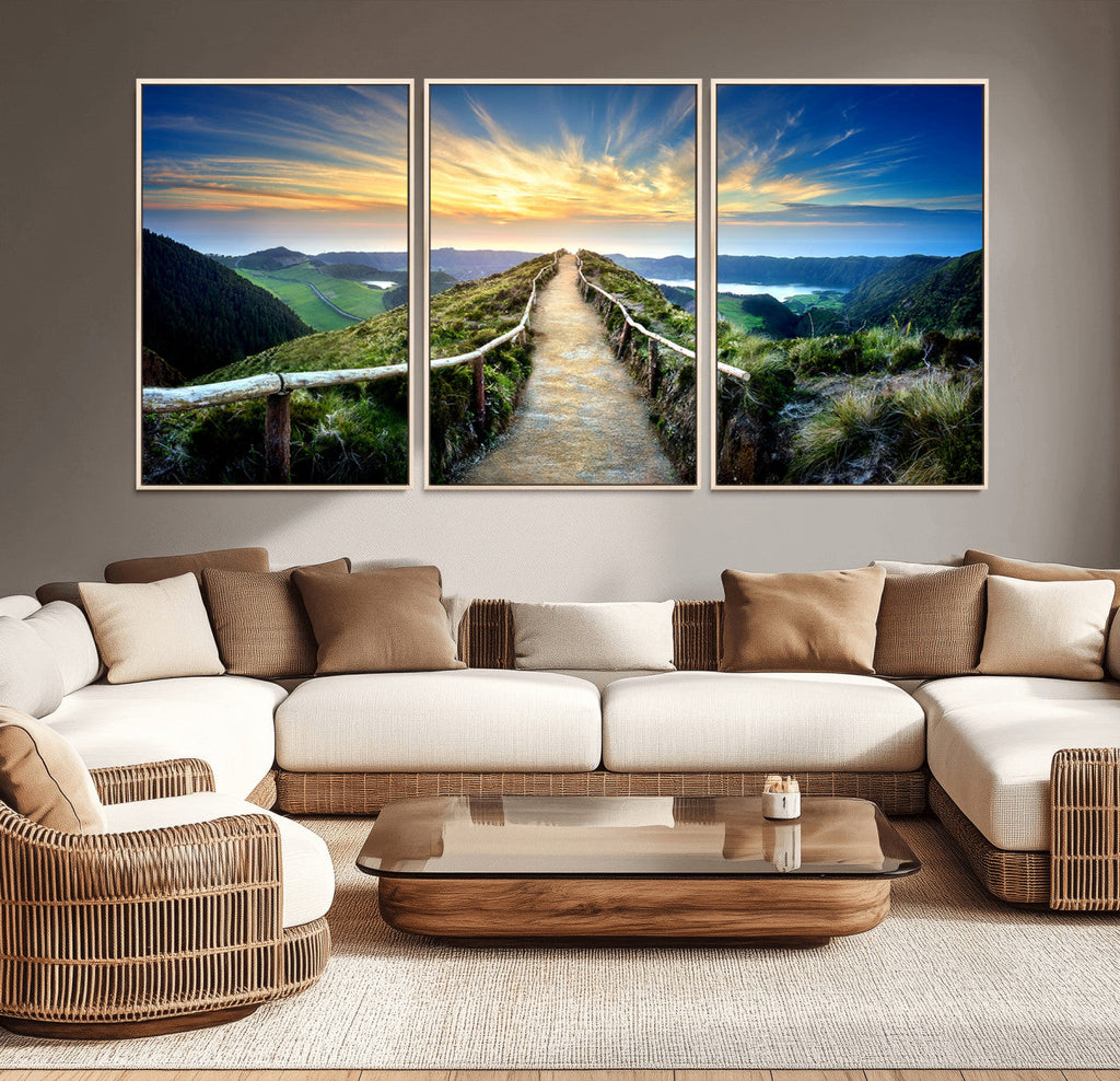 Mountain and Sunset Wall Art Canvas Print