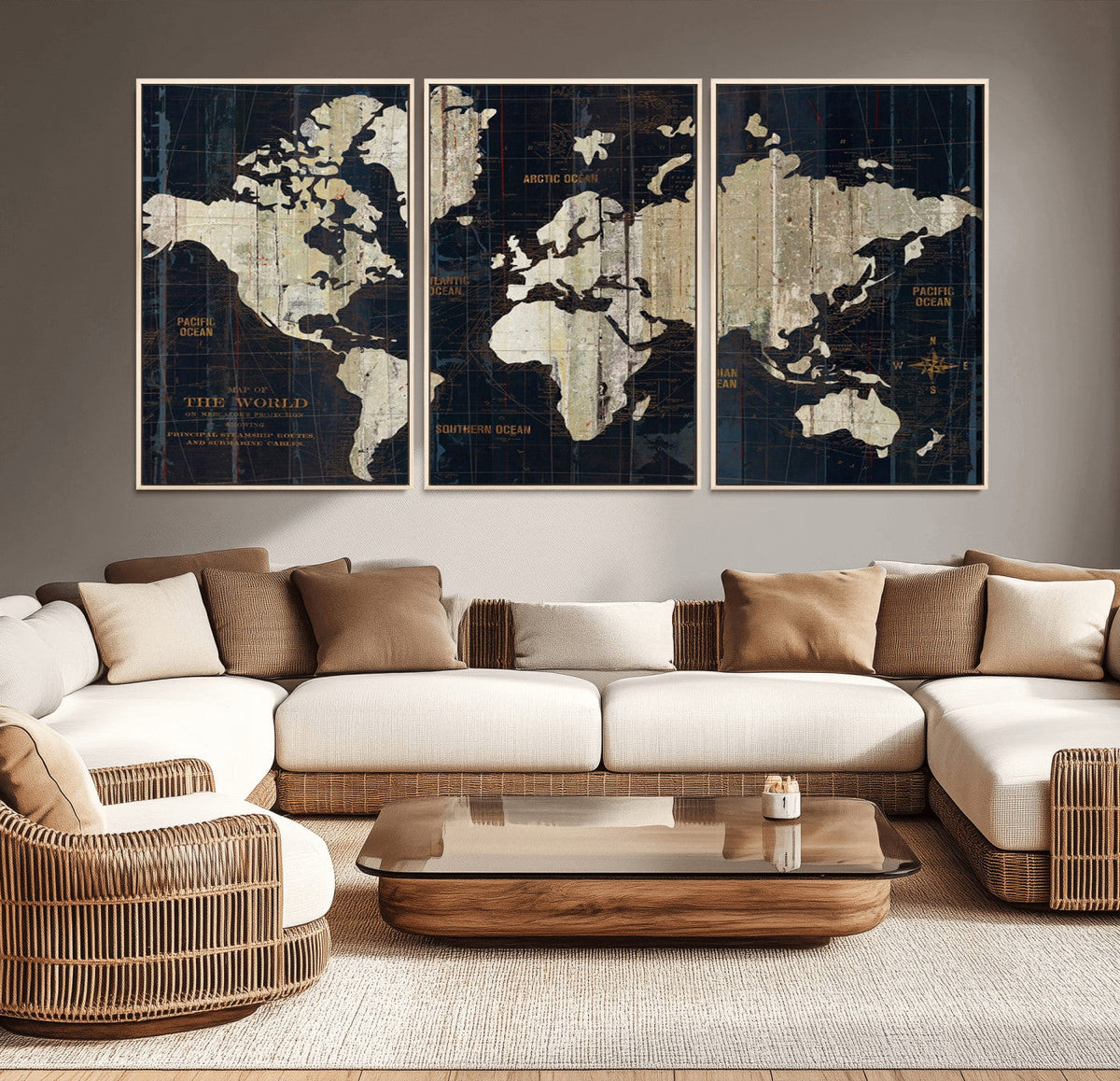 Antique Old World Map Wall Art Canvas Print