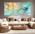 Green Marble Fluid Effect Abstract Canvas Wall Art Print