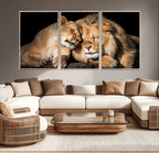 Lion and Lioness Wall Art Canvas Print | African Wildlife Animal Art