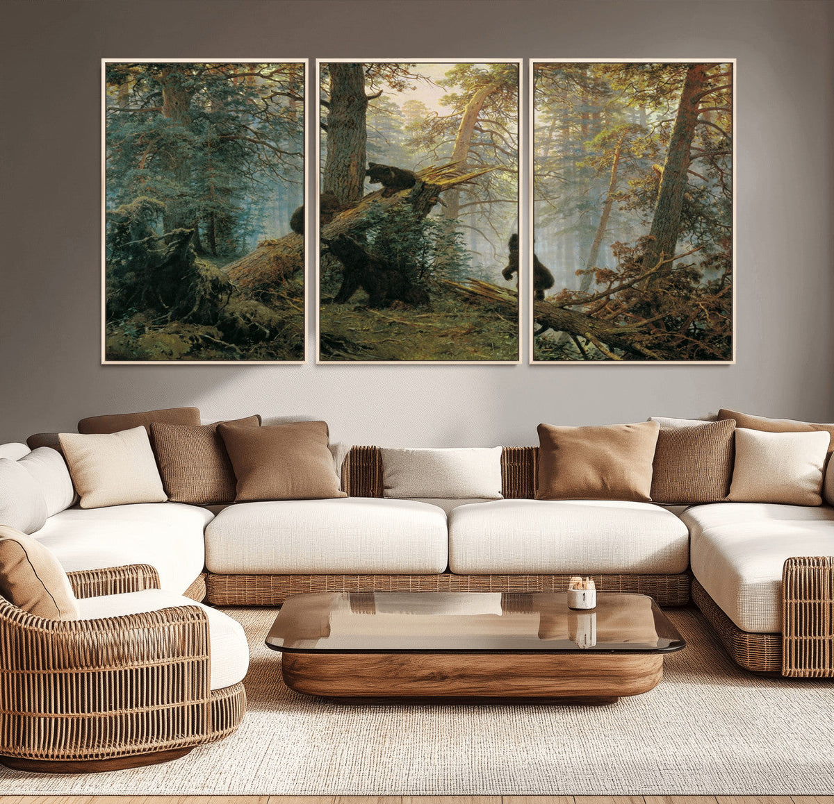 Baby Bears in Forest Wall Art Canvas Print