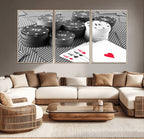 Poker Game Cards Wall Art Canvas, Multi Panel Wall Art