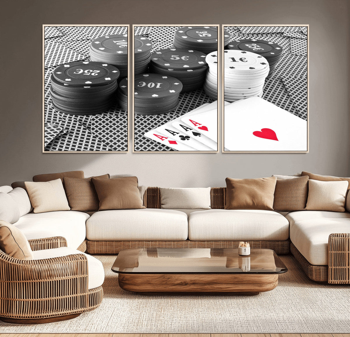 Poker Game Cards Wall Art Canvas, Multi Panel Wall Art