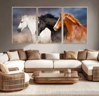 Animal Wall Art Three Horses Farmhouse Art Canvas Print