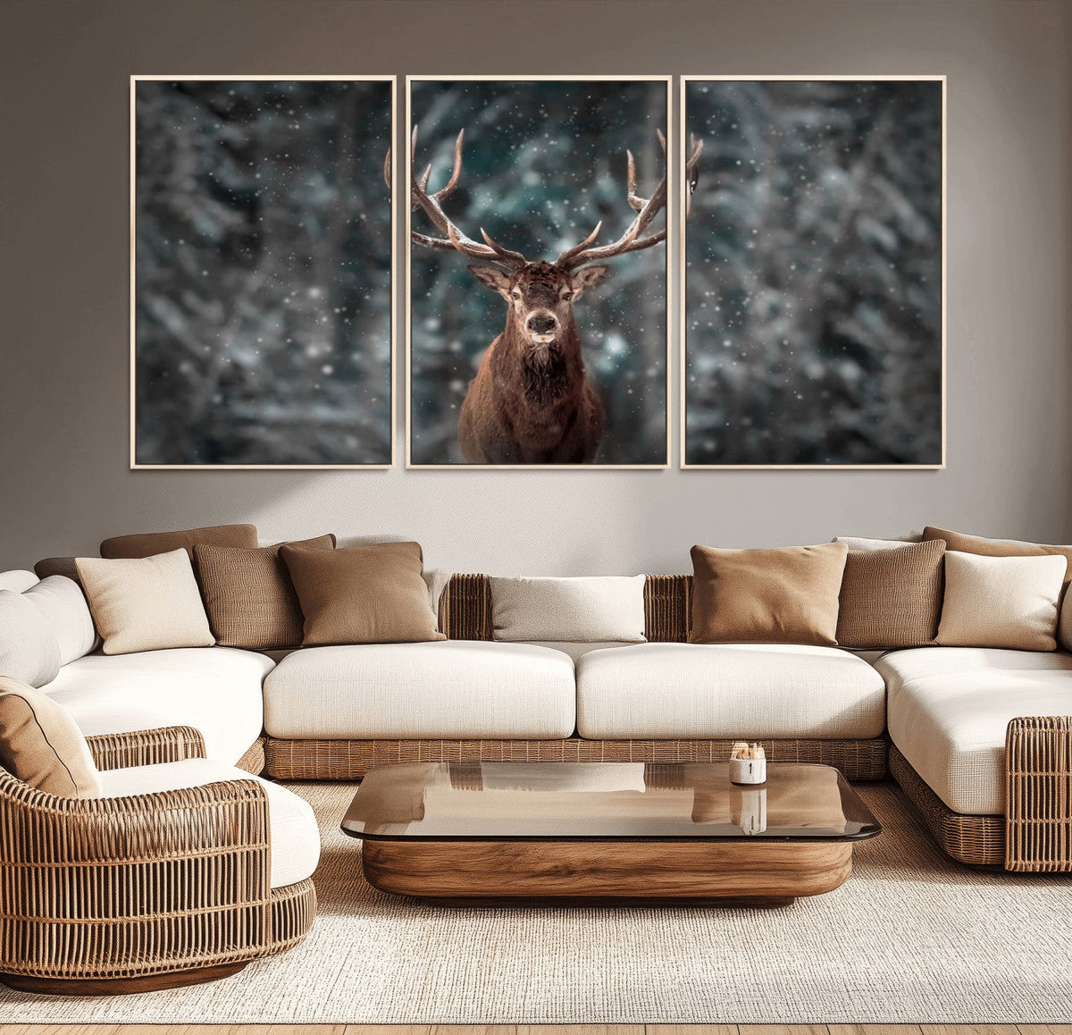 Wall Art Deer Art Animal Canvas, Framed Wall Art Deer Canvas