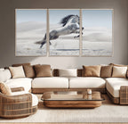 Prancing Horse Desert Large Wall Art Canvas Print, Majestic Horse Animal Artwork