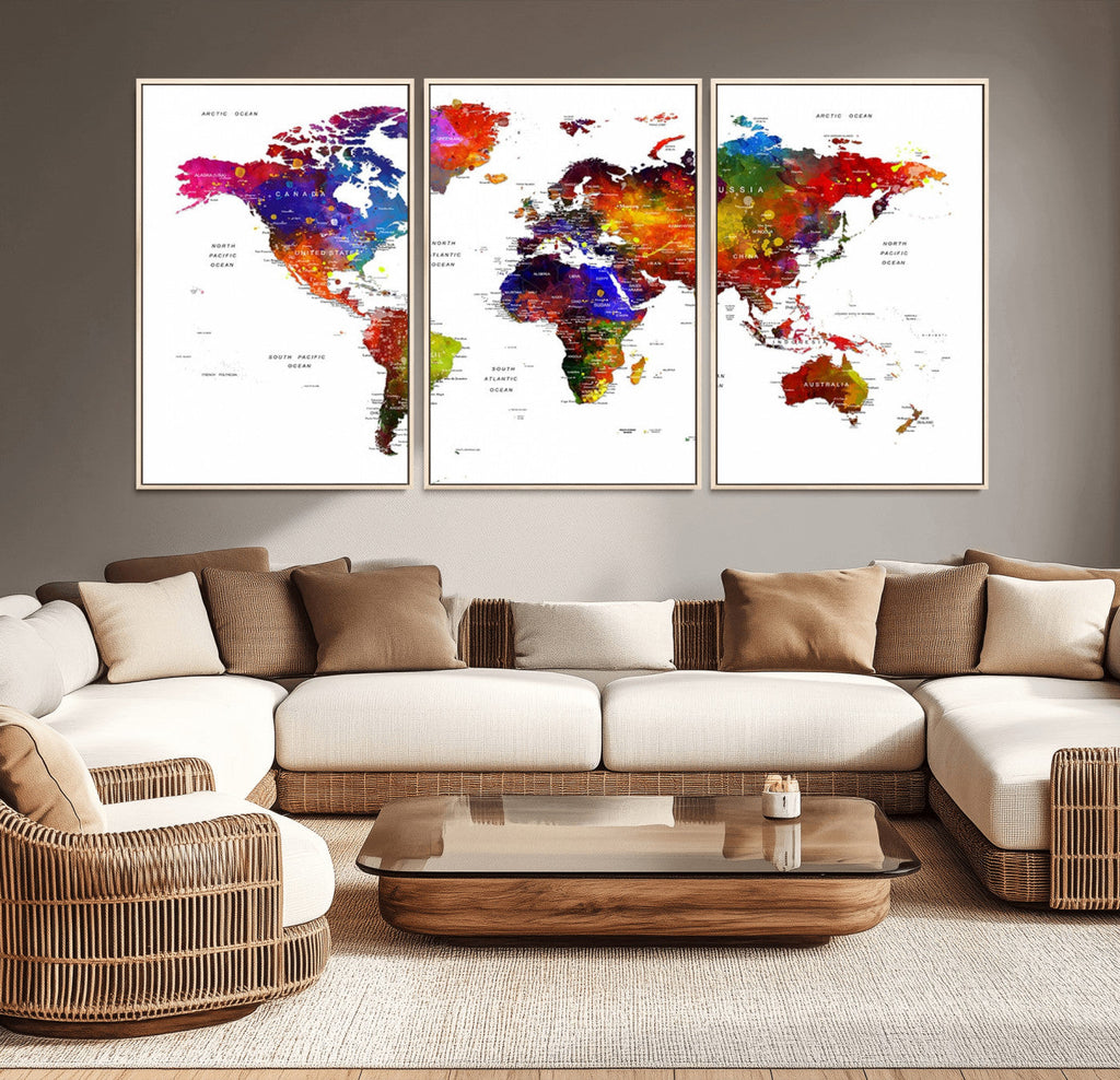 World Map Canvas Print | Detailed Map of the World Wall Art