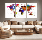 World Map Canvas Print | Detailed Map of the World Wall Art