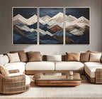 Rustic Mountain Landscape Wall Art Canvas Print, Framed 3D Wooden Effect Mountain Art