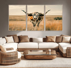 Texas Cow Wall Art Canvas Print for Farm House Wall Decor