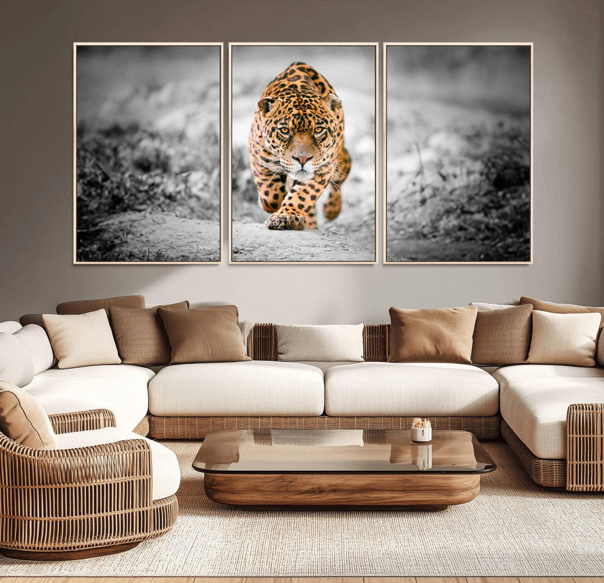 Jaguar Wall Art Canvas Print, Majestic Big Cat in Focused Pursuit