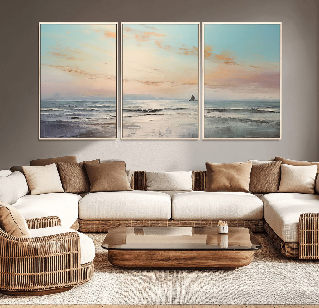 Abstract Ocean Wall Art, Boat Wall Art Canvas Print