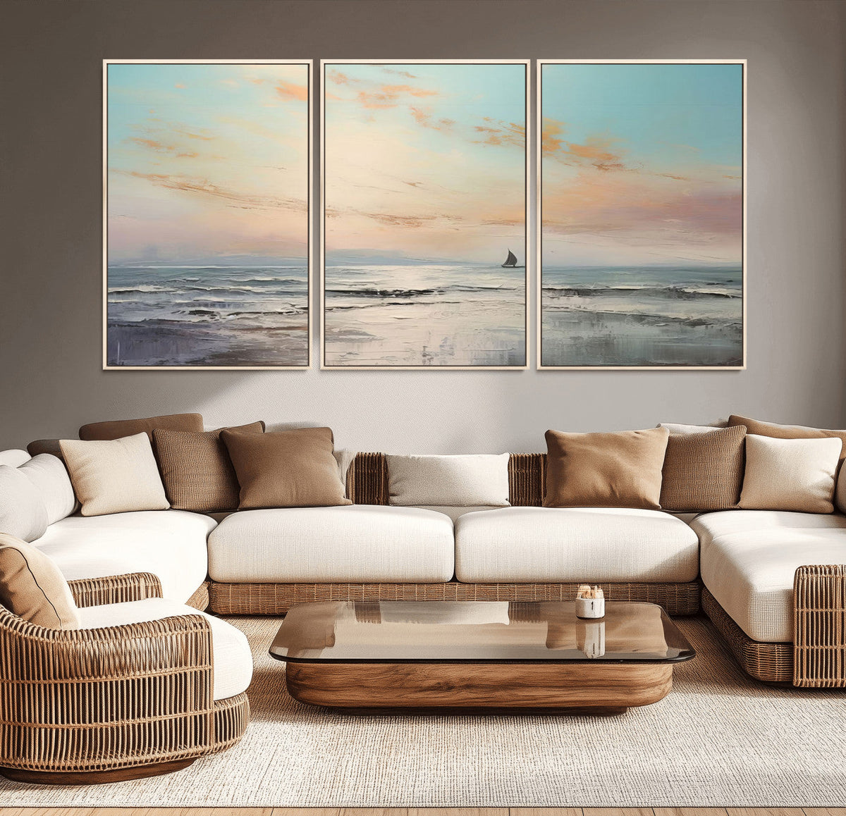 Abstract Ocean Wall Art, Boat Wall Art Canvas Print