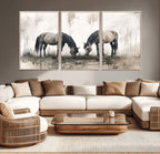 Chinese Ink Style Vintage Horses Wall Art Canvas Print