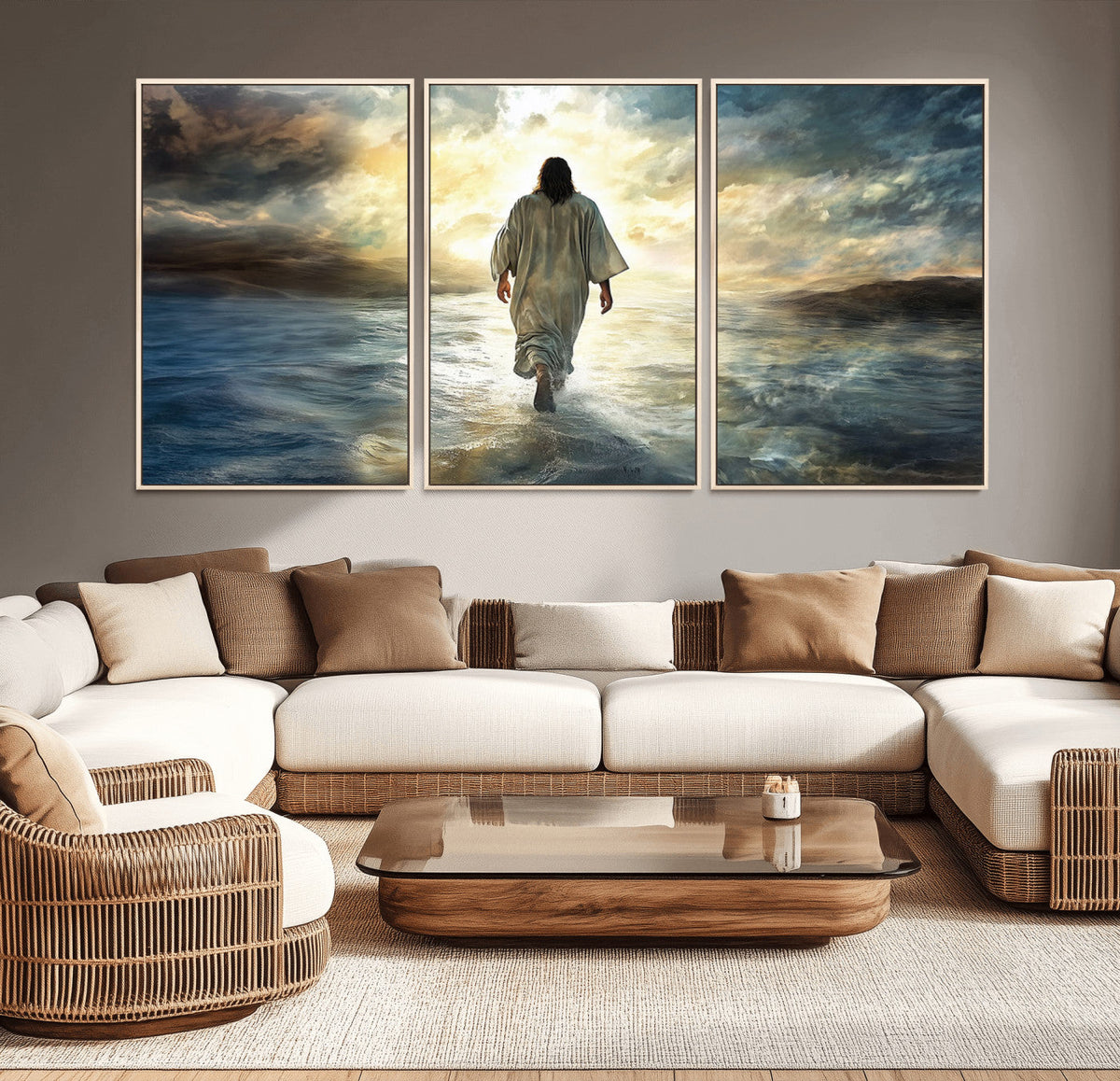 Jesus Walking on Water Wall Art | Canvas Print | Ready to Hang