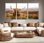 Scottish Highland Cow Canvas Wall Art, Rustic Farmhouse Decor