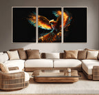 Fiery Phoenix Canvas Print | Ready to Hang Wall Art | Bold Fantasy Decor