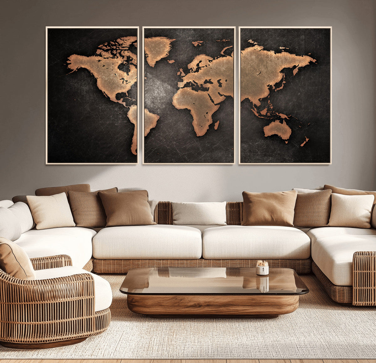 World Map Canvas Print | Framed Travel Map Wall Art for Couples