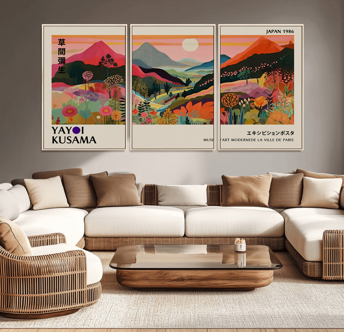 Yayoi 1986 Wall Art Print, Vibrant Wabi Sabi Japanese Abstract Design