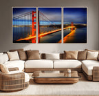 Large Wall Art San Francisco Canvas Print - Wonderful Golden Gate Bridge at Twilight
