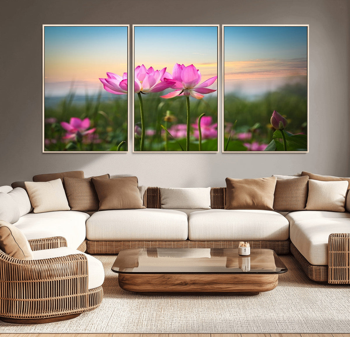 Pink Flower on the Mountain Canvas Print, Framed Pink Flower Canvas Wall Art