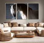 Large Wall Art Cream Colored Horse on Grey Background Canvas