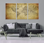 Push Pin World Map Canvas Print | Travel Tracker Wall Art