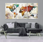 Watercolor World Map Canvas Print | Framed Travel Map Wall Art for Couples