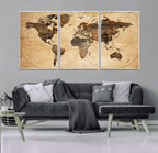 Push Pin World Map Canvas Print | Framed Travel Tracker Wall Art