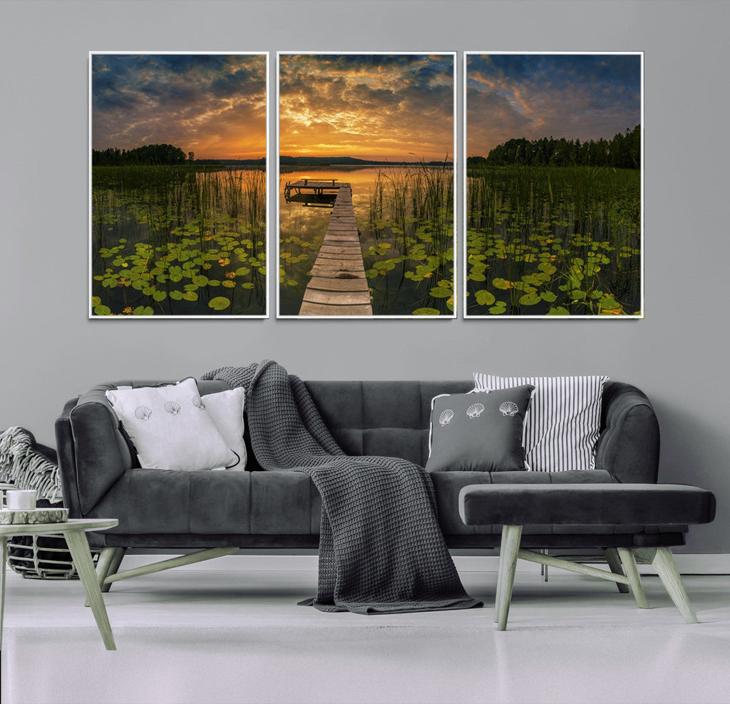 Lake and Flower Wall Art Canvas Print