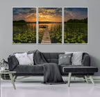 Lake and Flower Wall Art Canvas Print
