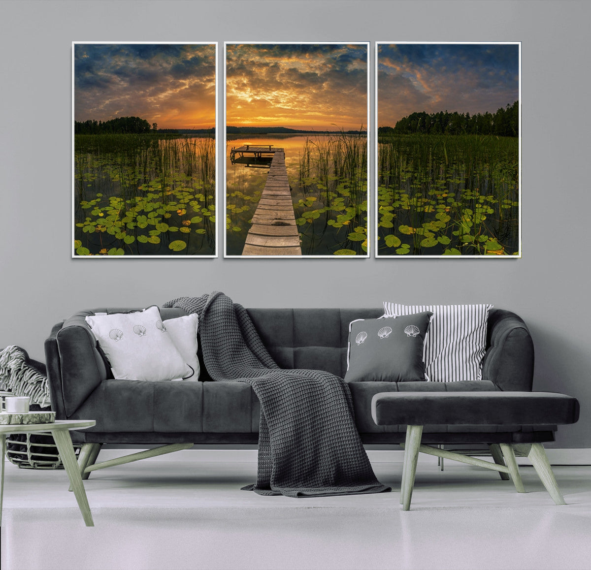 Lake and Flower Wall Art Canvas Print