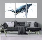 Watercolor Whale Wall Art Canvas Print