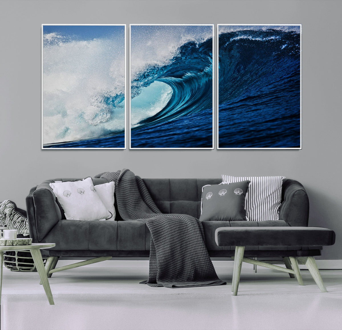 Ocean Wave at Sunset Canvas Art, Large Wall Print of Vibrant Water Waves